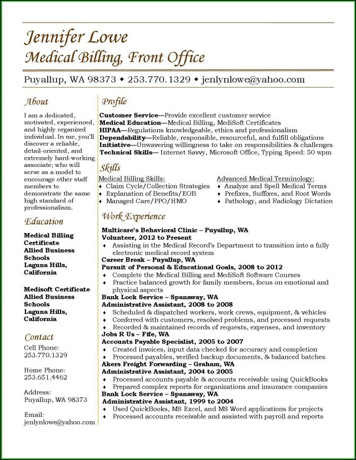 Resume For Medical Billing Specialist Resume For Medical Billing Specialist