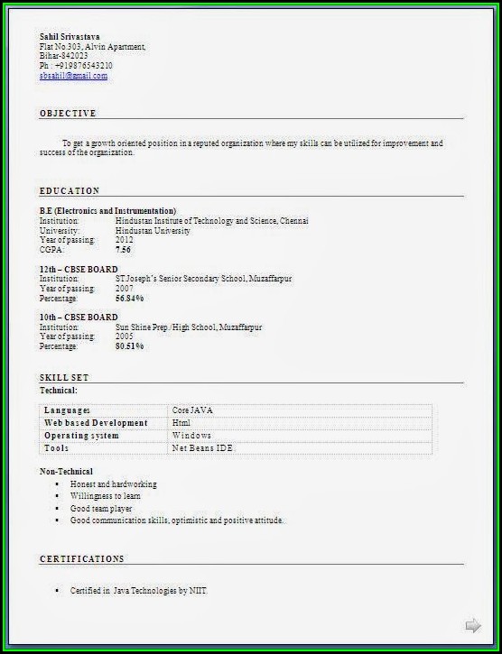 Resume Format Doc Free Download Resume Format Doc Free Download