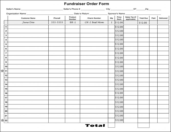 Fundraiser Form Template Free Fundraiser Form Template Free