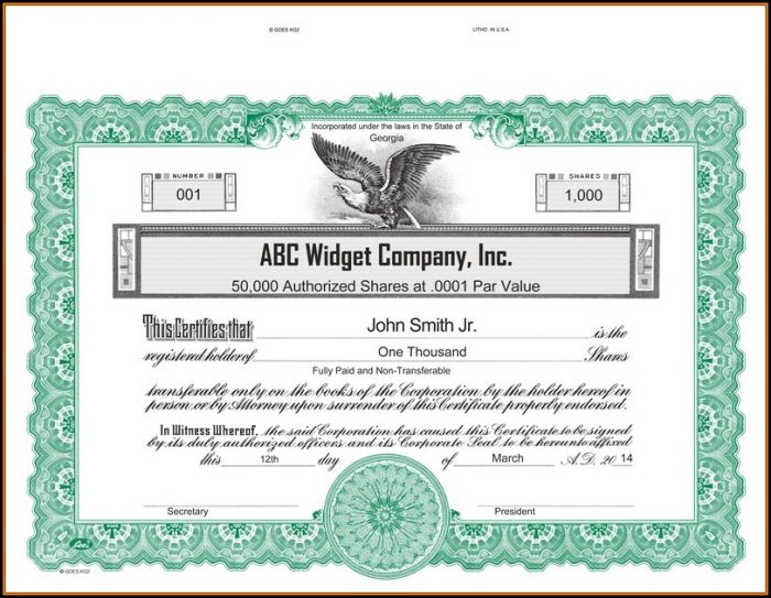 Goes Kg2 Stock Certificate Template Goes Kg2 Stock Certificate Template
