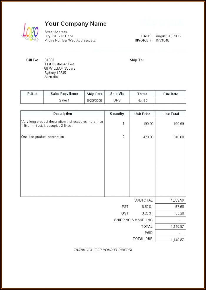 Invoice For Payment Template Invoice For Payment Template
