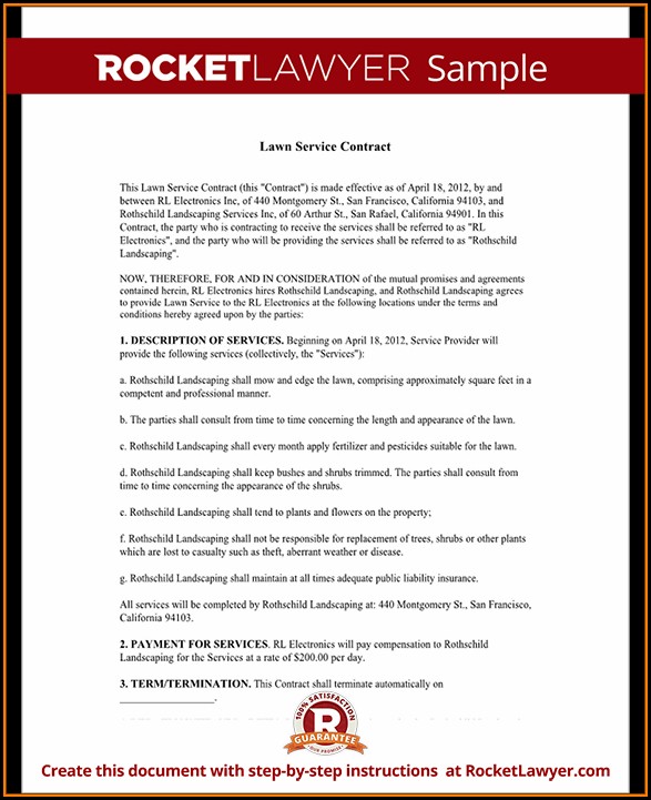 Lawn Mowing Contract Example Lawn Mowing Contract Example