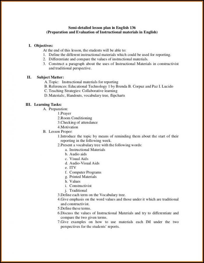 Lesson Plan Examples For High School English Lesson Plan Examples For High School English