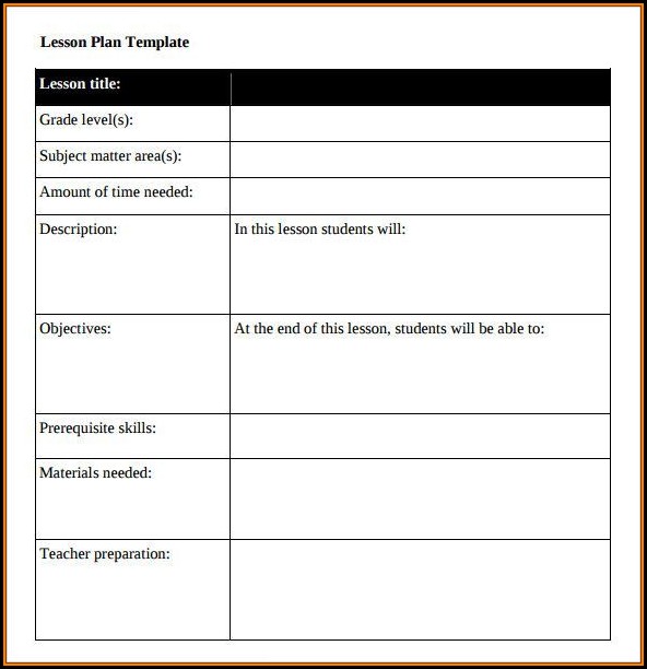 Lesson Plan Template For High School Lesson Plan Template For High School