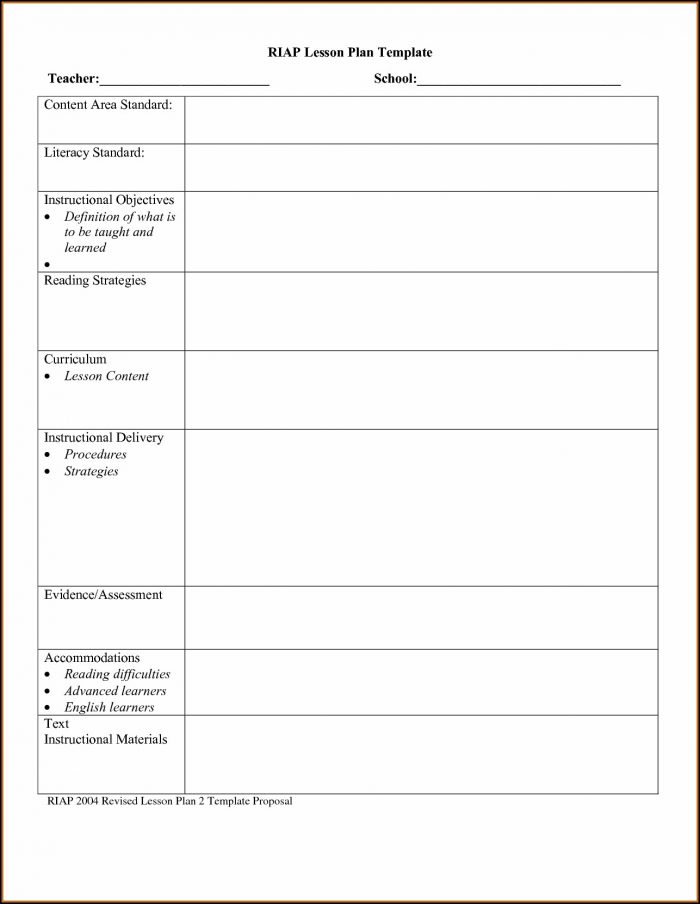 Lesson Plan Templates For Middle School Lesson Plan Templates For Middle School