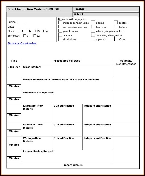 Lesson Plan Templates For Middle School Language Arts Lesson Plan Templates For Middle School Language Arts