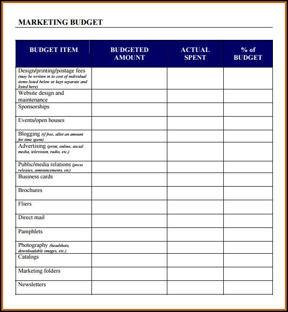 Marketing Budget Template For Small Business Marketing Budget Template For Small Business