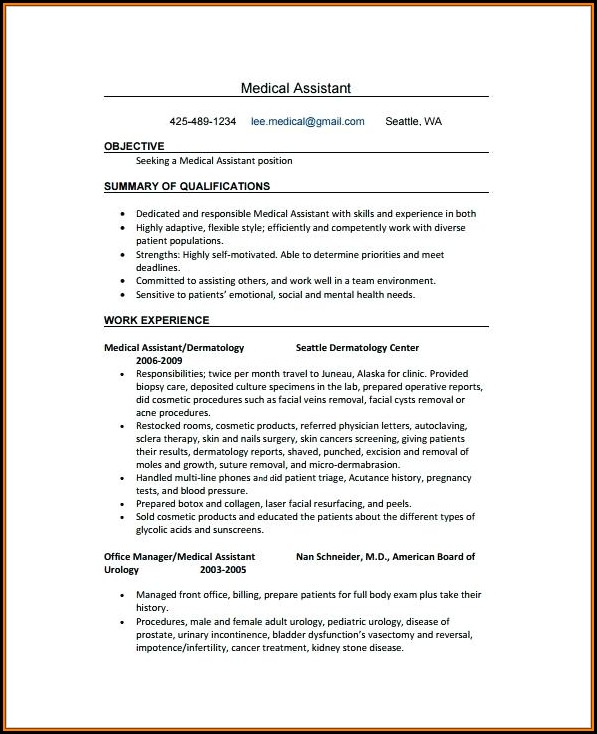 Medical Assistant Resume Template Free Download Medical Assistant Resume Template Free Download
