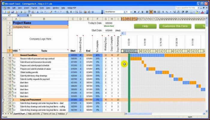 Microsoft Excel Construction Schedule Template Microsoft Excel Construction Schedule Template