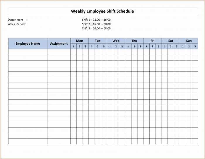 Monthly Employee Work Schedule Template Monthly Employee Work Schedule Template