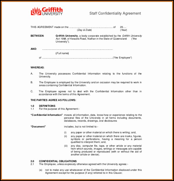 Mutual Non Disclosure Agreement Template Australia Mutual Non Disclosure Agreement Template Australia