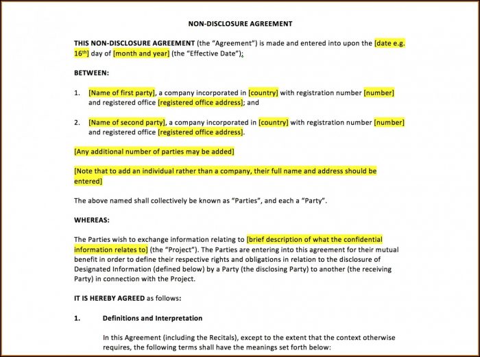 Mutual Non Disclosure Agreement Template Uk Mutual Non Disclosure Agreement Template Uk