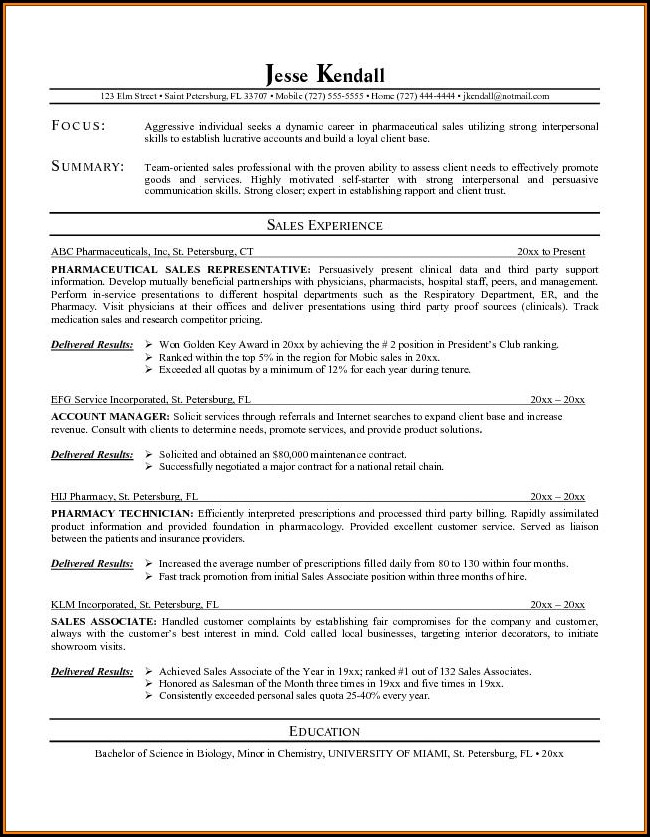 Pharmaceutical Sales Resume Templates Pharmaceutical Sales Resume Templates