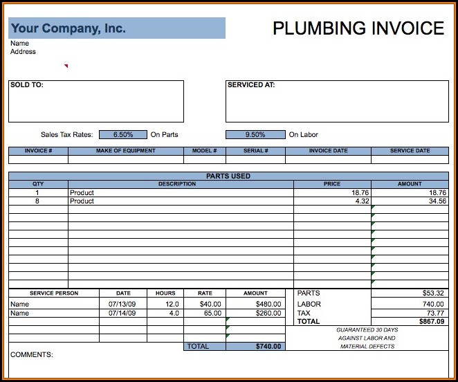 Plumbers Invoice Template Free Plumbers Invoice Template Free