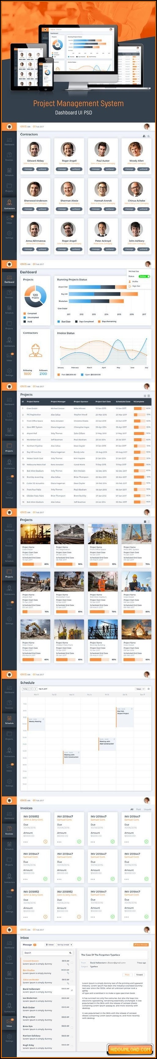 Project Management System Dashboard Gui Psd Templates Project Management System Dashboard Gui Psd Templates