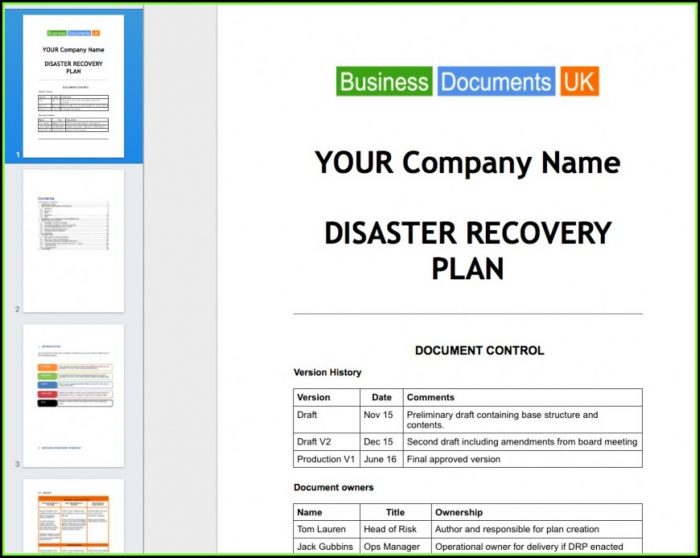 Business Continuity And Disaster Recovery Plan Template Uk Business Continuity And Disaster Recovery Plan Template Uk