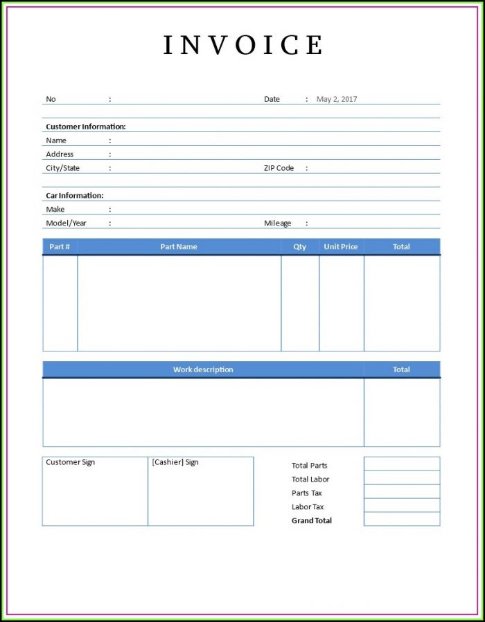 Car Repair Invoice Template Uk Car Repair Invoice Template Uk
