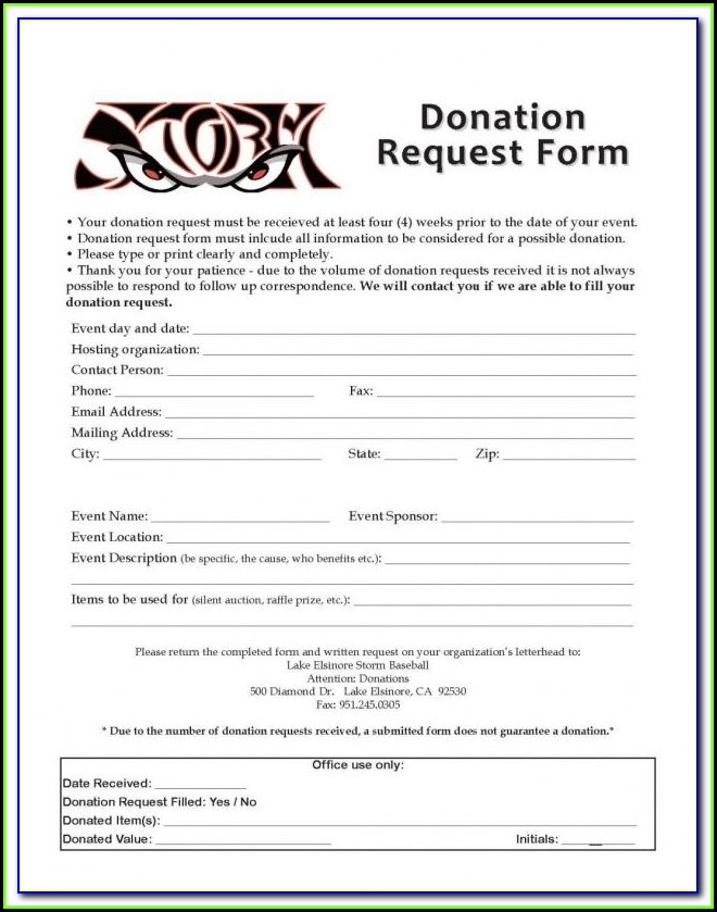 Charitable Donation Form Letter Charitable Donation Form Letter