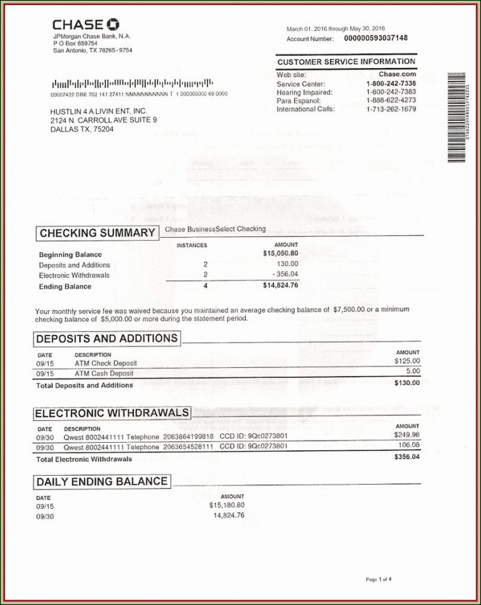 Chase Bank Statement Format Chase Bank Statement Format