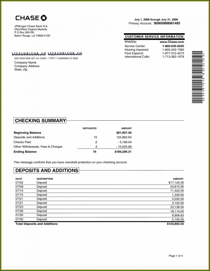Chase Bank Statement Template Chase Bank Statement Template