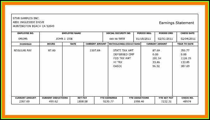 Check Stub Template Free Download Check Stub Template Free Download