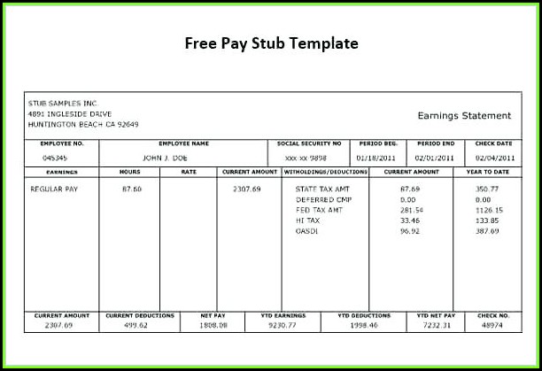 Check Stub Template Free Print Check Stub Template Free Print