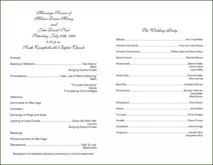 Christian Church Wedding Program Template Christian Church Wedding Program Template