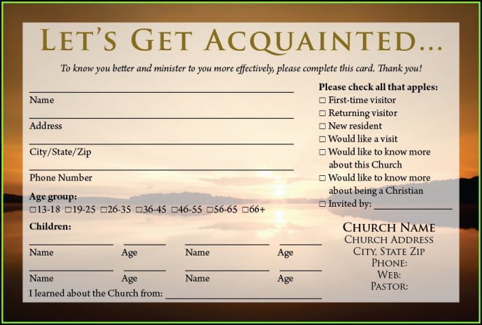 Church Visitor Card Template Downloads Church Visitor Card Template Downloads