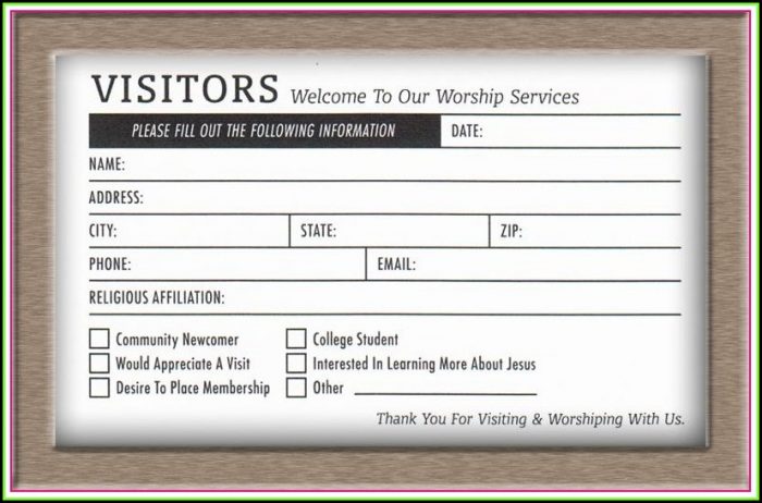 Church Visitor Card Template Generator Church Visitor Card Template Generator