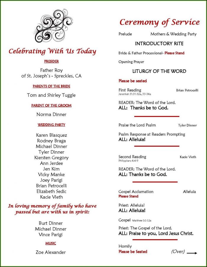Church Wedding Program Template Church Wedding Program Template