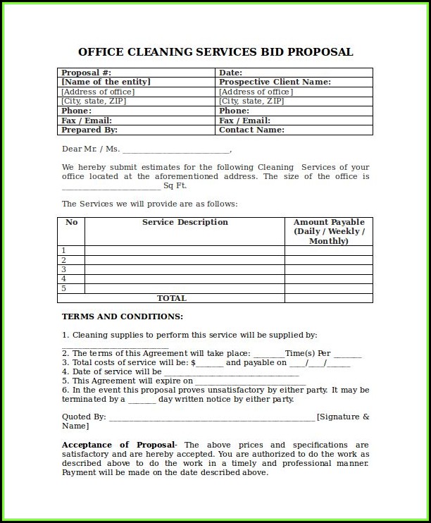 Cleaning Services Proposal Template Cleaning Services Proposal Template