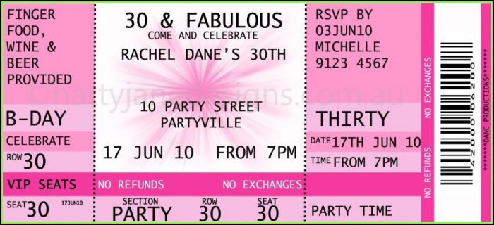 Concert Ticket Invitations Template Free Concert Ticket Invitations Template Free