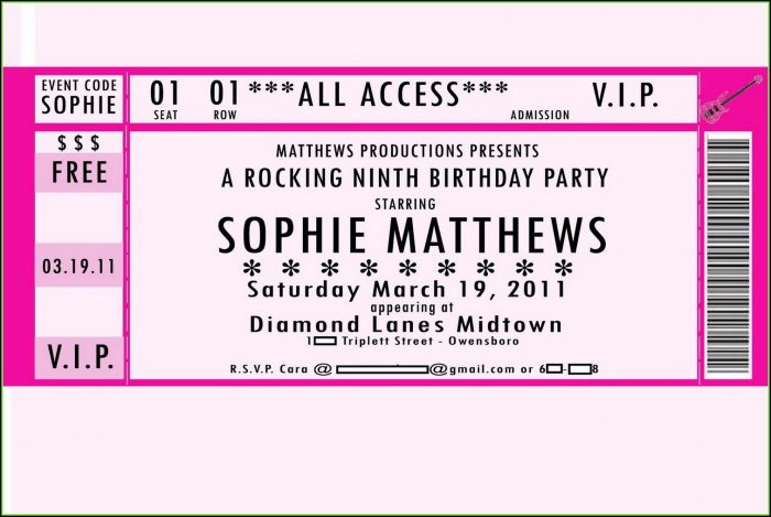 Concert Ticket Template Free Word Concert Ticket Template Free Word