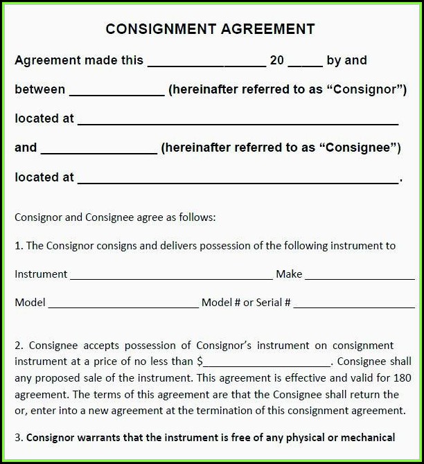 Consignment Agreement Template Free Consignment Agreement Template Free