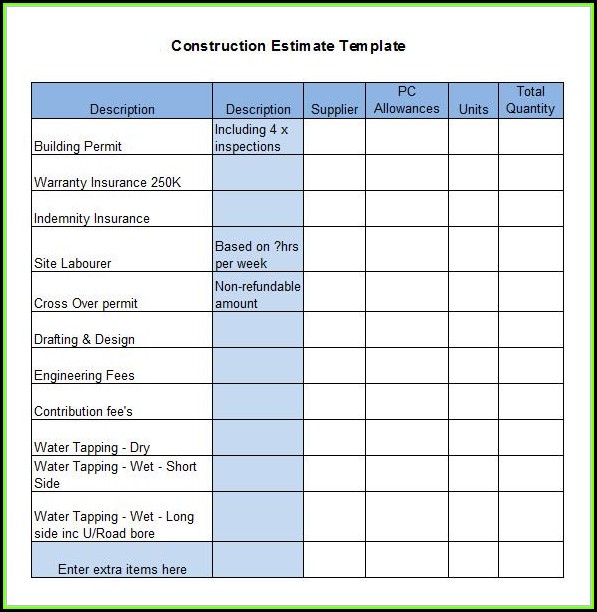 Construction Quote Template Excel Construction Quote Template Excel