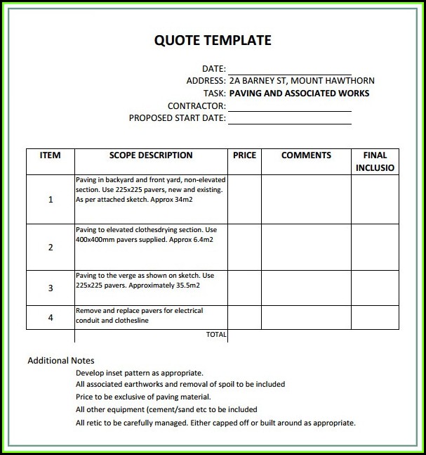 Construction Quote Template Nz Construction Quote Template Nz