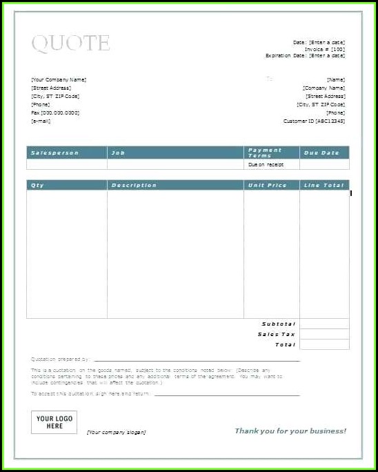 Construction Quote Template Word Construction Quote Template Word