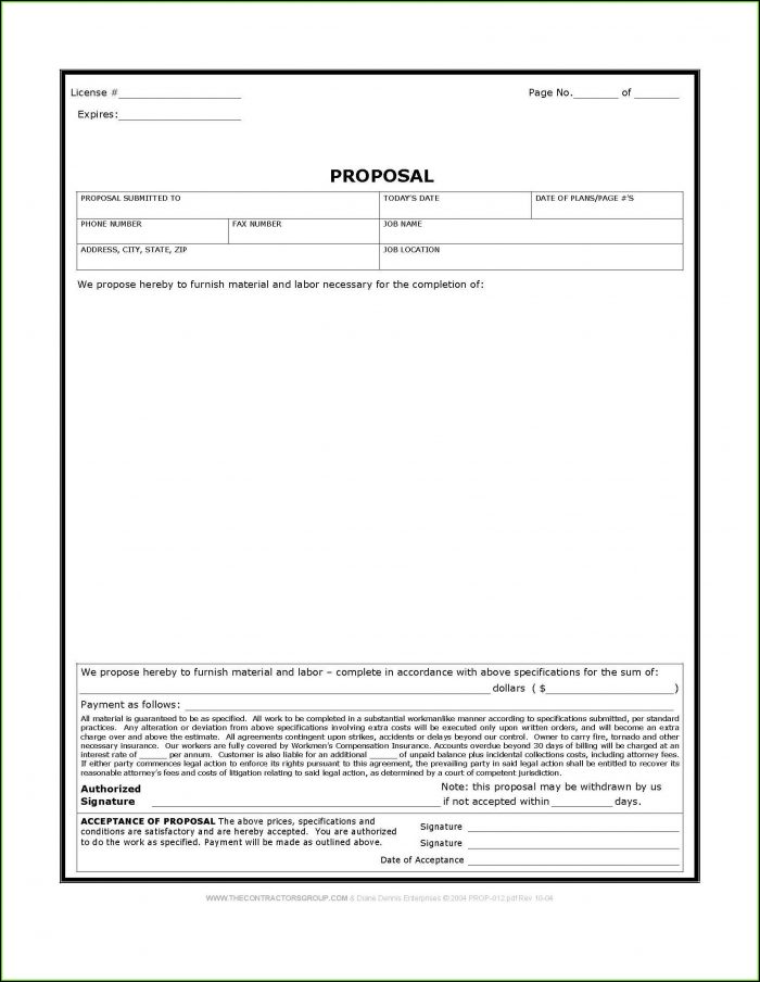 Contractor Proposal Template Pdf Contractor Proposal Template Pdf