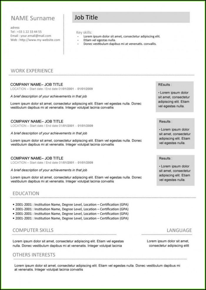 Curriculum Vitae Template Free Download For Students Curriculum Vitae Template Free Download For Students