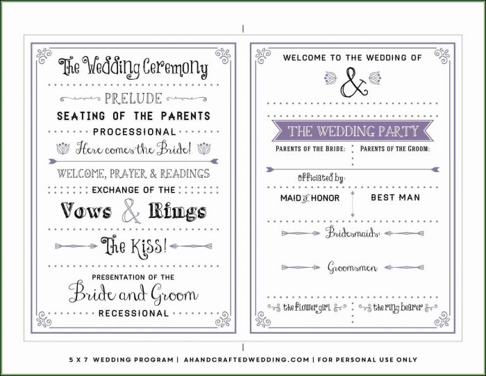 Diy Wedding Program Template Free Diy Wedding Program Template Free