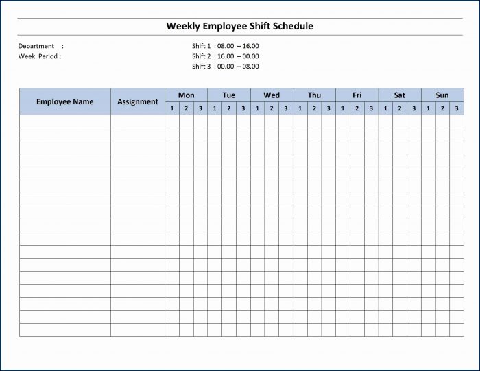 Employee Work Schedule Template Employee Work Schedule Template