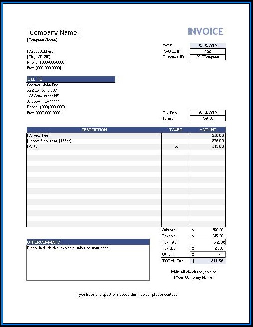 Excel Invoice Template Mac Excel Invoice Template Mac