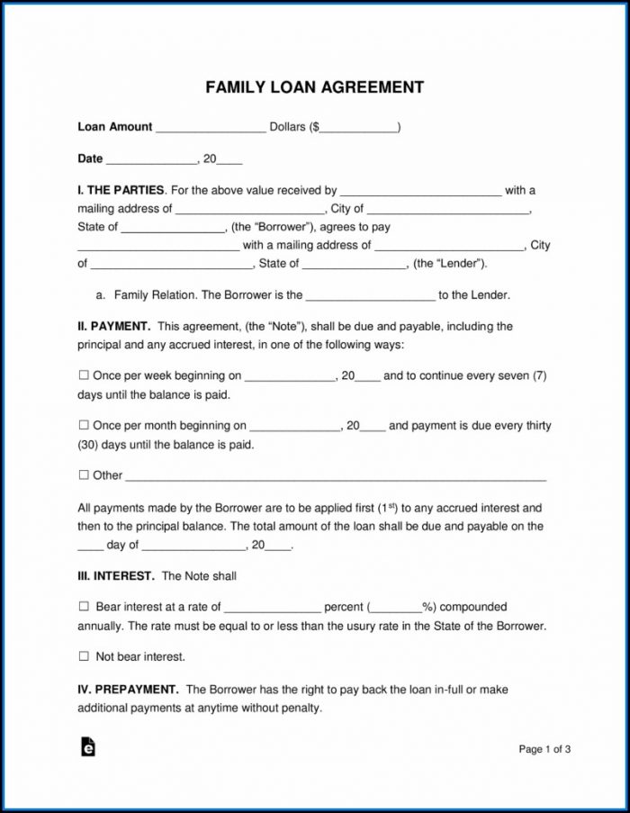 Family Loan Agreement Template Family Loan Agreement Template