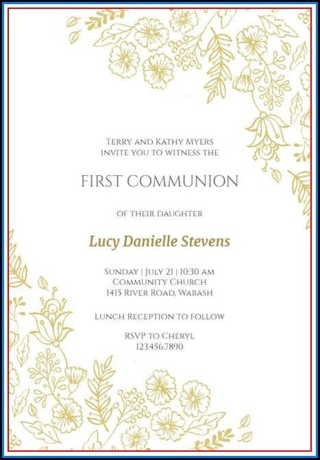 First Communion Invite Templates First Communion Invite Templates