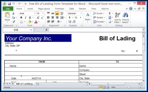 Free Bill Of Lading Template Excel Free Bill Of Lading Template Excel