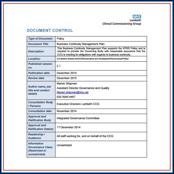 Free Business Continuity And Disaster Recovery Plan Template Free Business Continuity And Disaster Recovery Plan Template