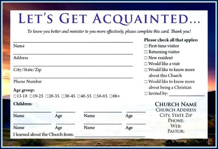 Free Church Visitor Card Template Generator Free Church Visitor Card Template Generator
