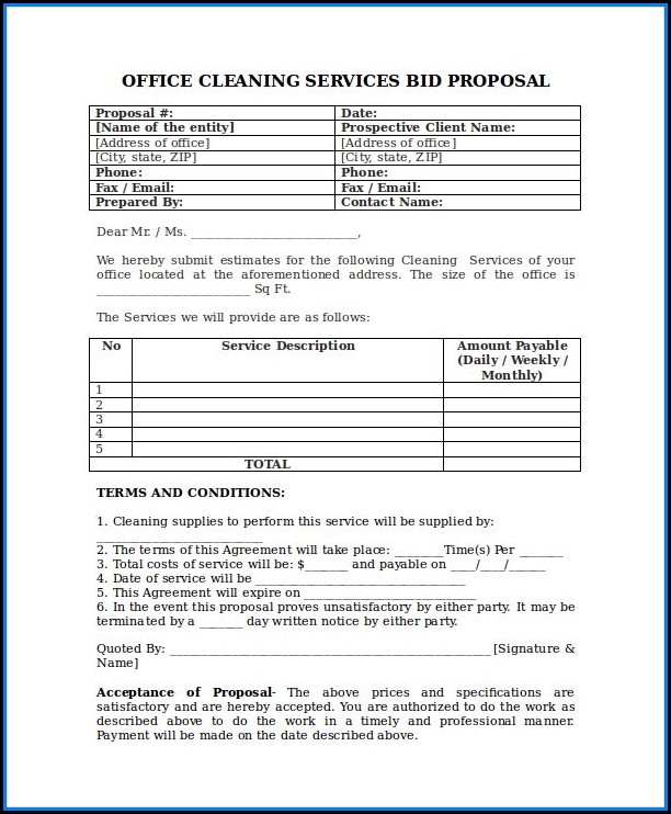 Free Cleaning Proposal Template Word Free Cleaning Proposal Template Word
