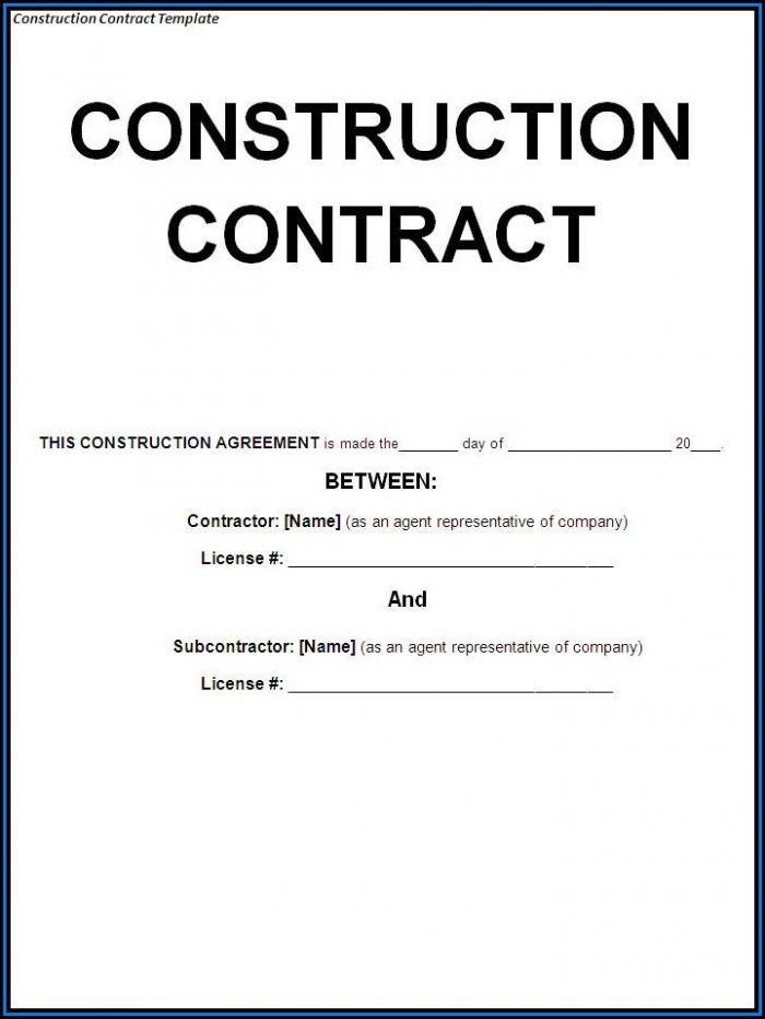 Free Construction Contract Template Free Construction Contract Template