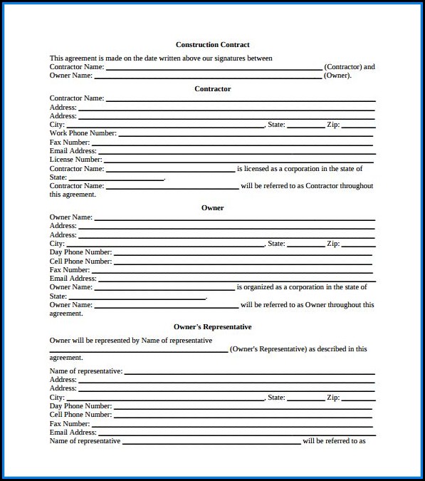 Free Construction Contract Template Pdf Free Construction Contract Template Pdf